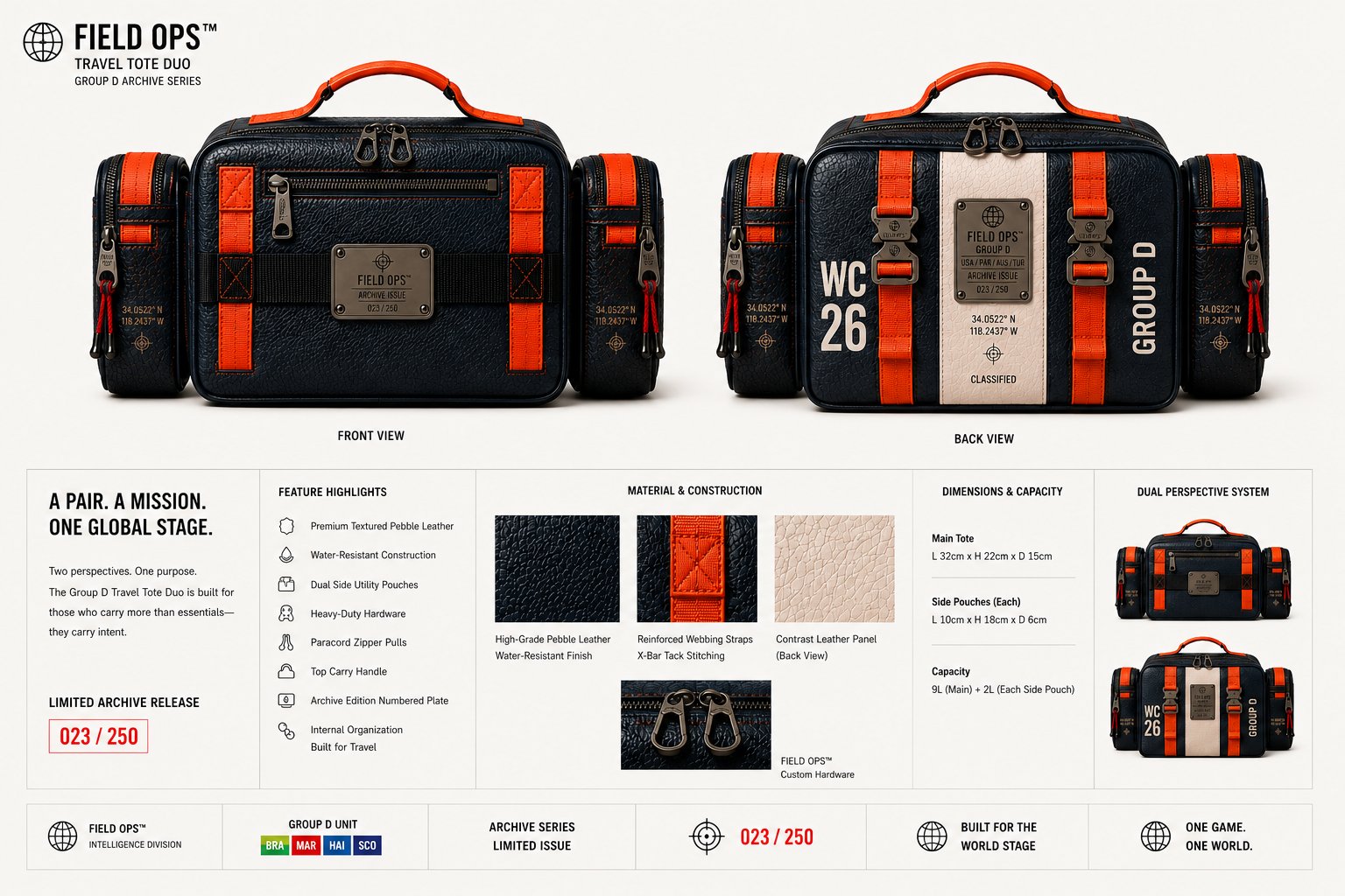 Group D Travel Tote Duo, full specification.