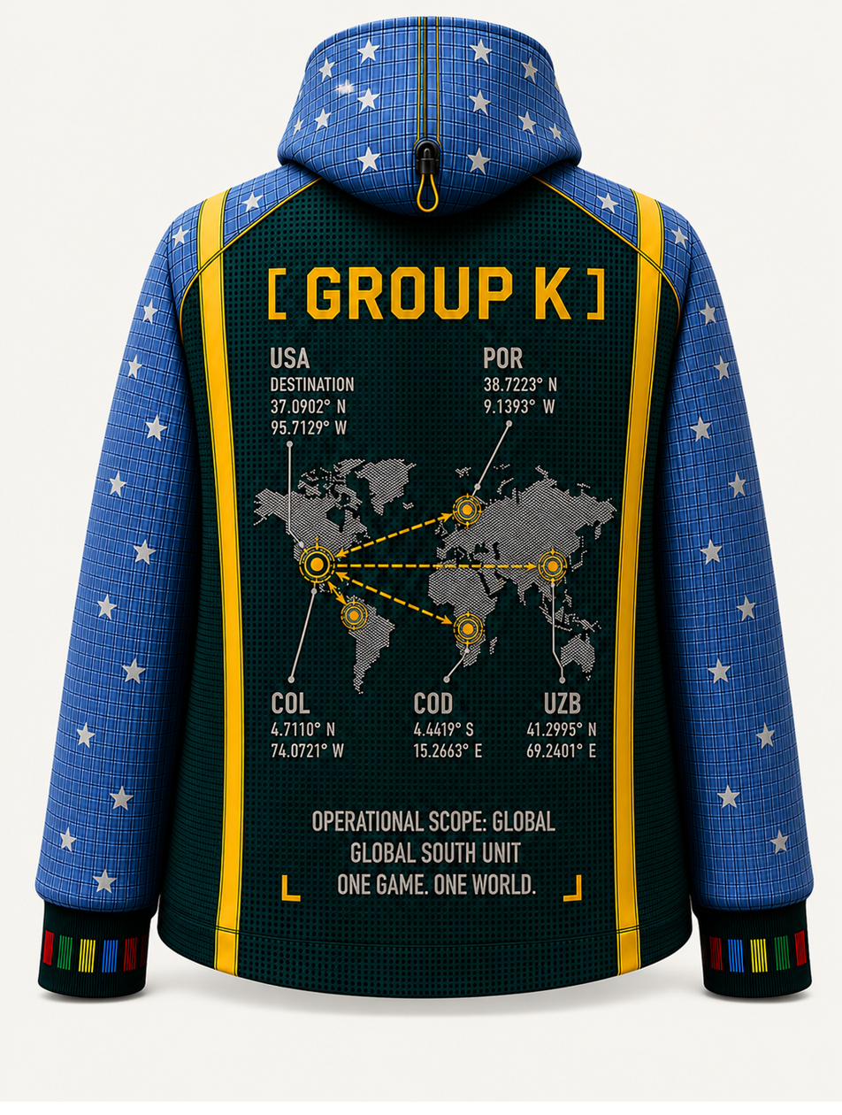 Group K Global Route Jacket, back route network.