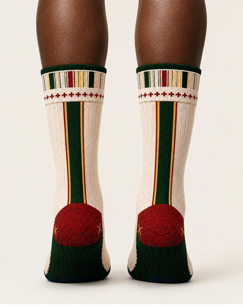 Group K Credential Sock, worn.
