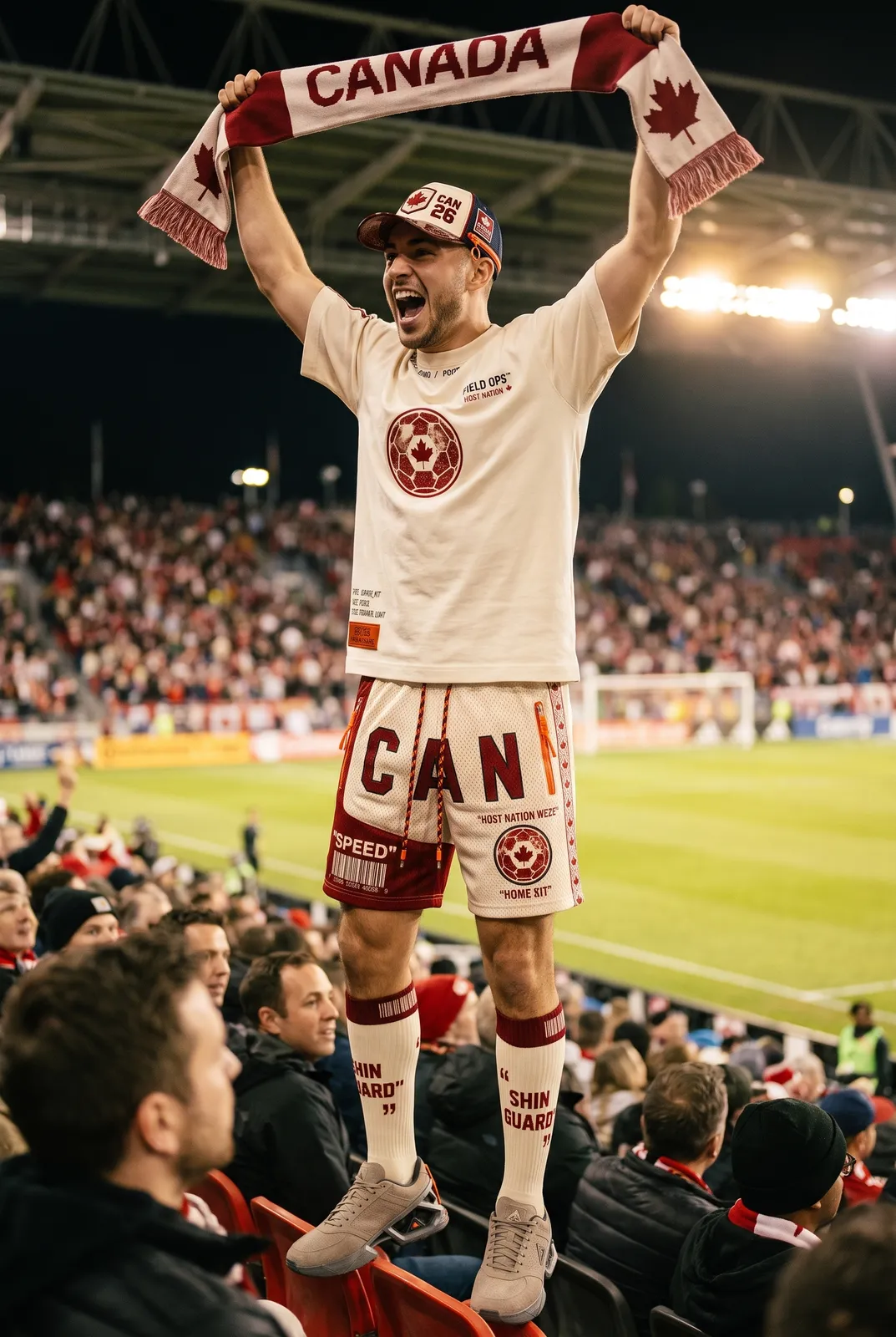 Scarf raised in the stands.