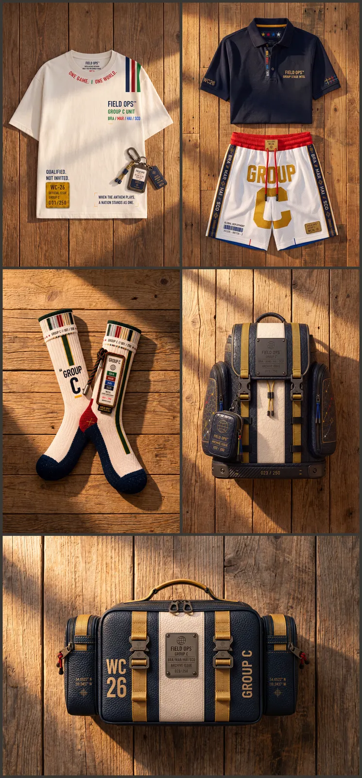 Full Group C collection flat lay.