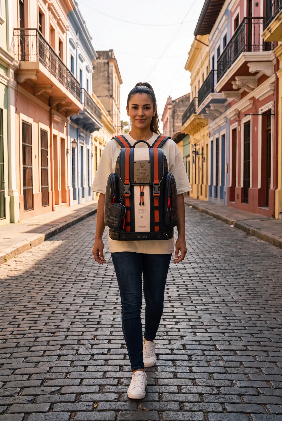 Backpack on an Asunción street.