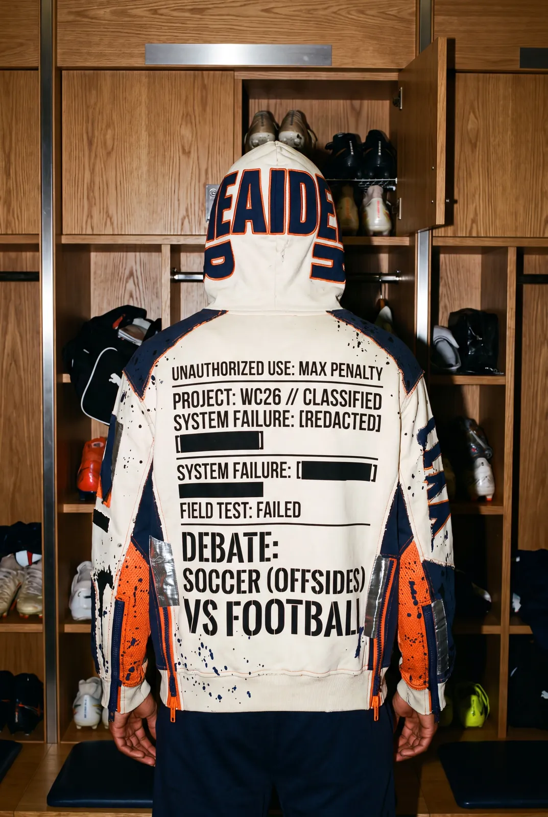 FIELD OPS HEADER Hoodie capsule. Locker Room · Hood Up.