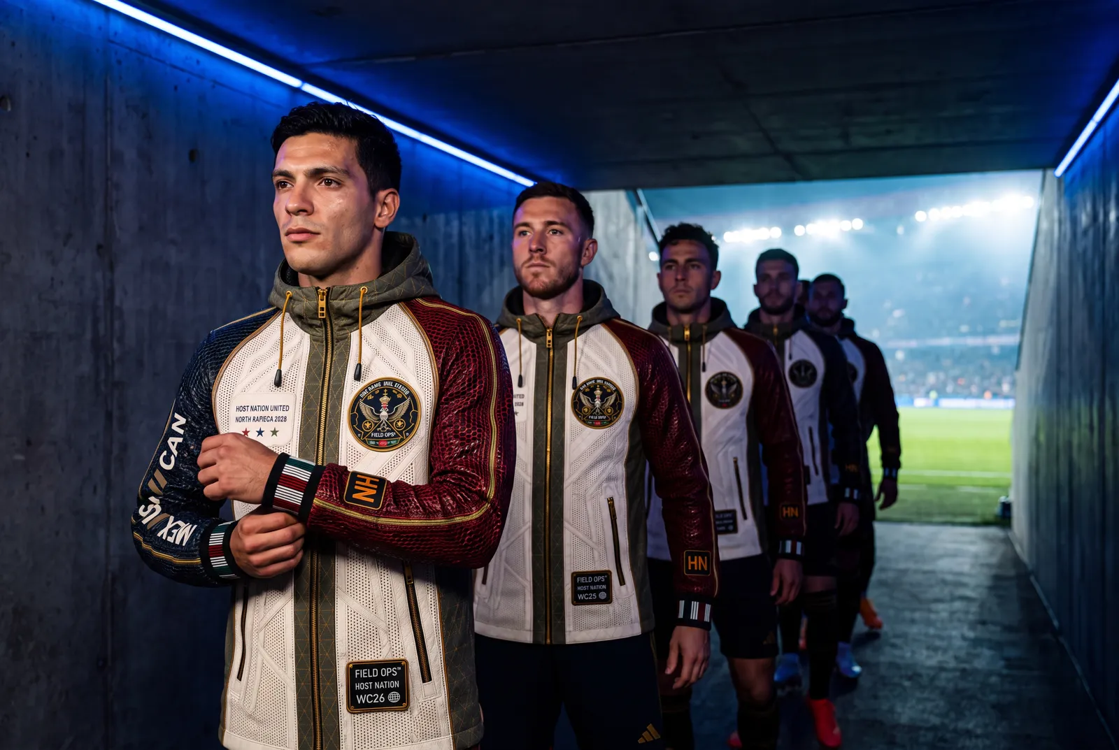 Players tunnel walkout in the Host Nation Jacket.
