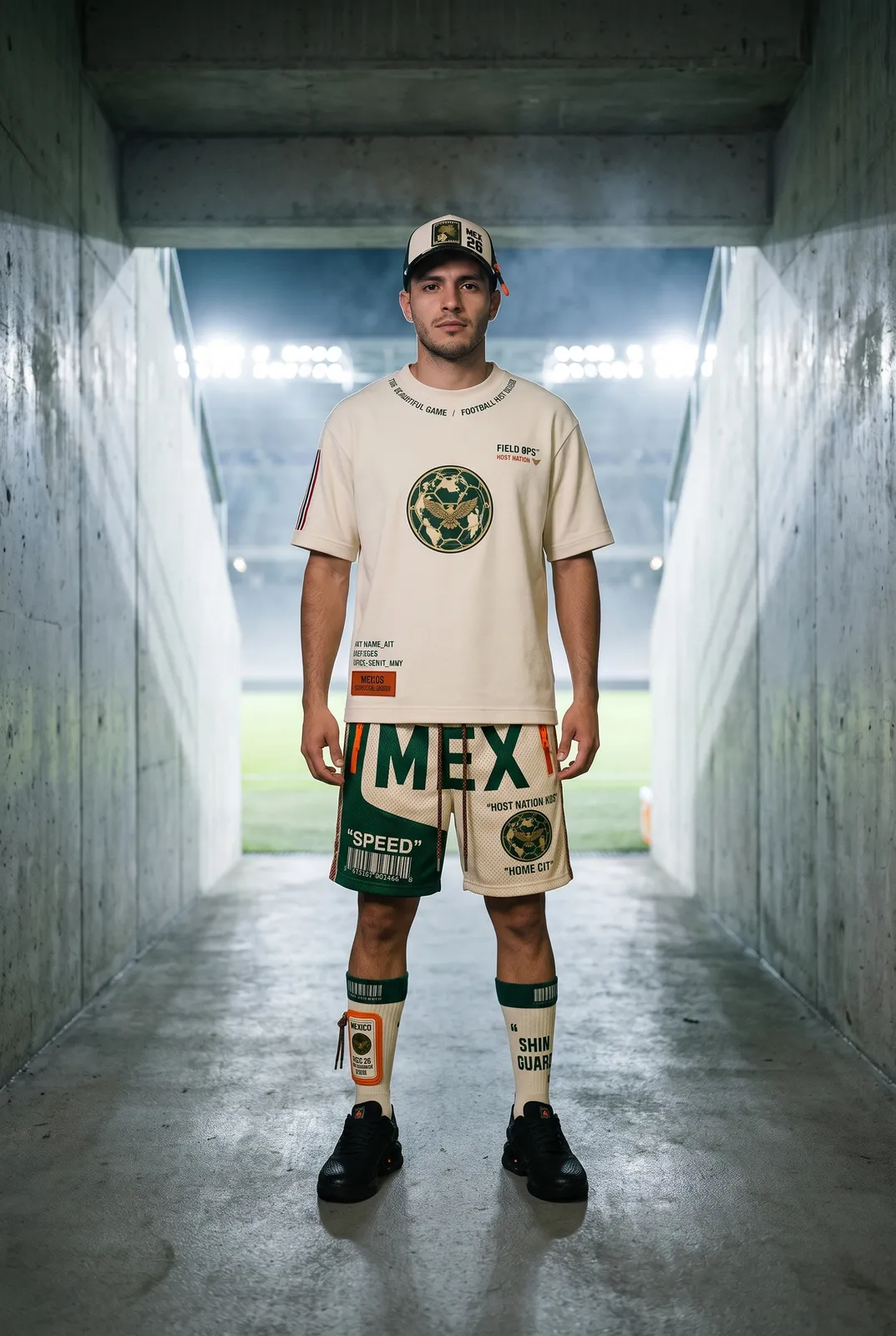 Players tunnel in the Mexico kit.