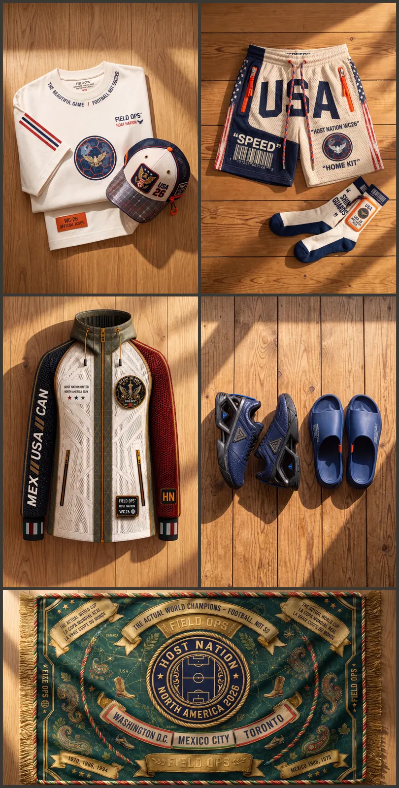 Full USA collection flat lay.