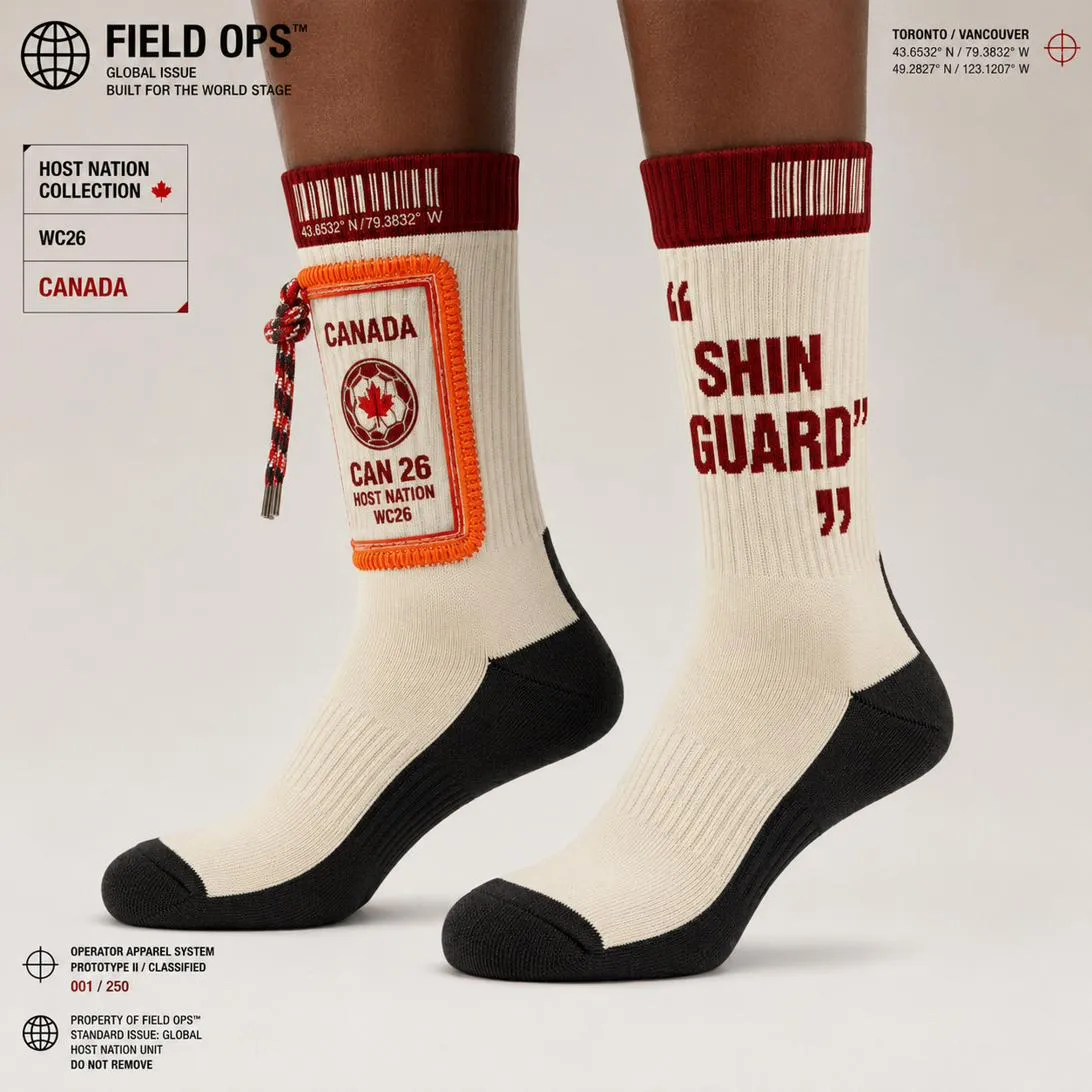 Host Nation Canada socks, flat detail.