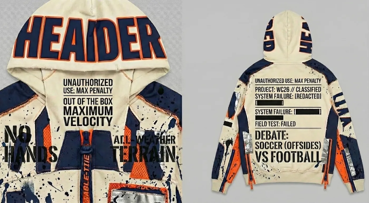 HEADER Hoodie worn on model, front and back.