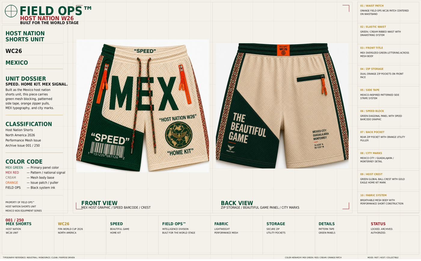 Mexico Host Nation Shorts, dossier chart.