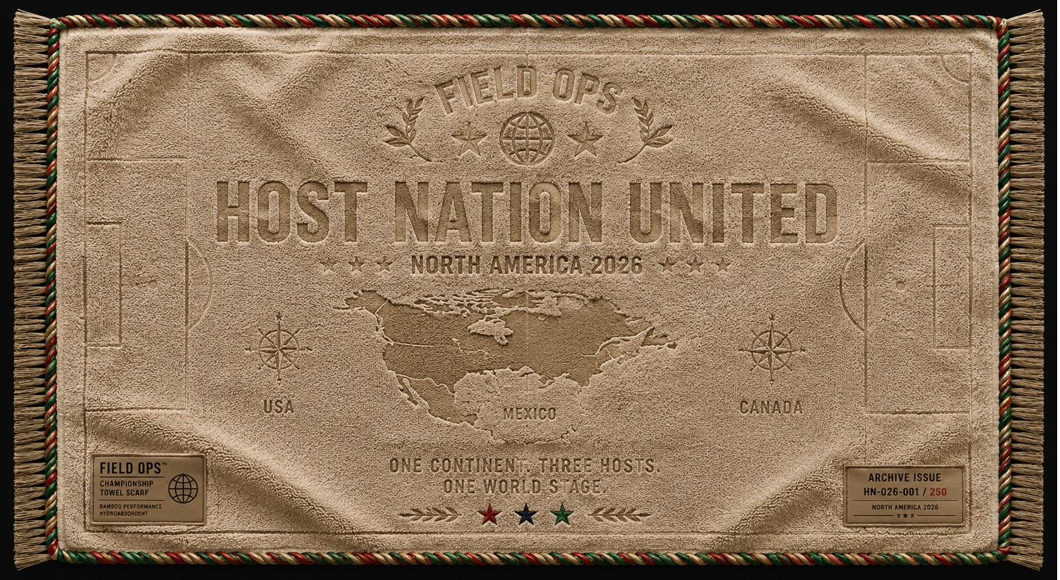 Championship Towel Scarf, embossed North America map.